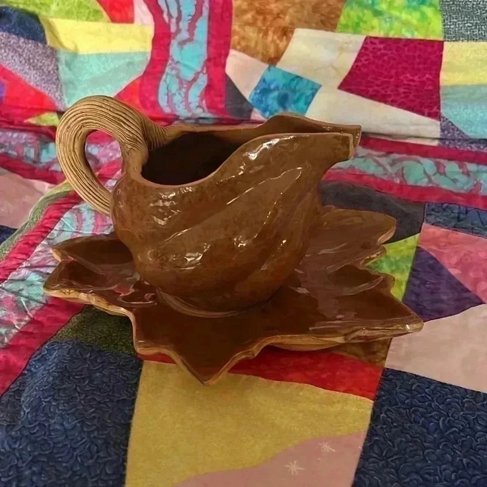 NWOT Terrafirma Ceramics NYC Sauceboat & tray Ellen Evans Signed 2010 Maple HTF - Picture 2 of 10